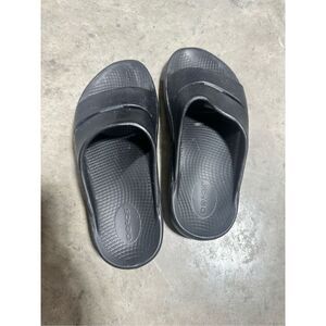 OOFOS OOahh Recovery Sandal Slide Slip On Shoes Black Mens Size 6 Women Size 8